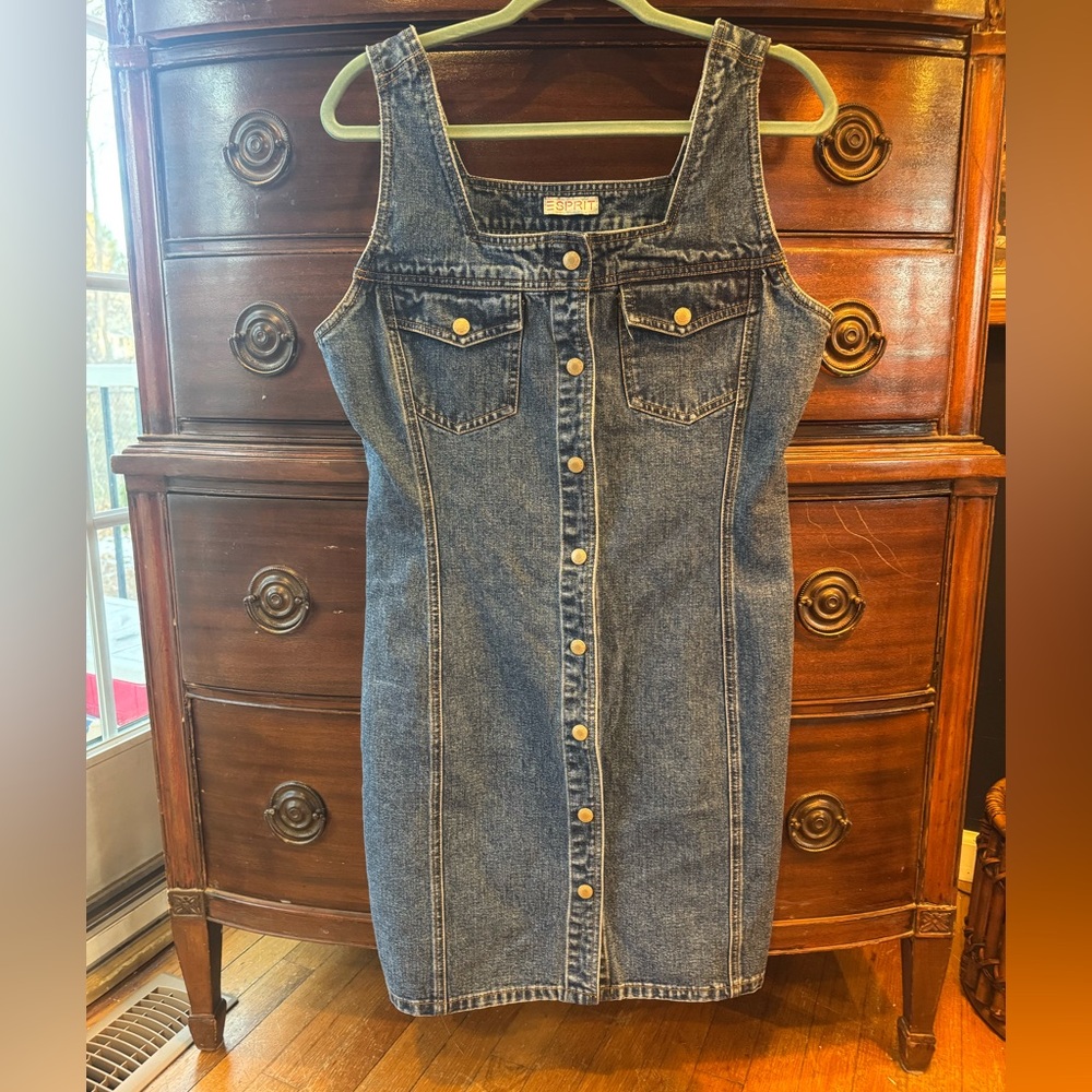 Vintage denim Esprit button up dress. Missing size. Great condition